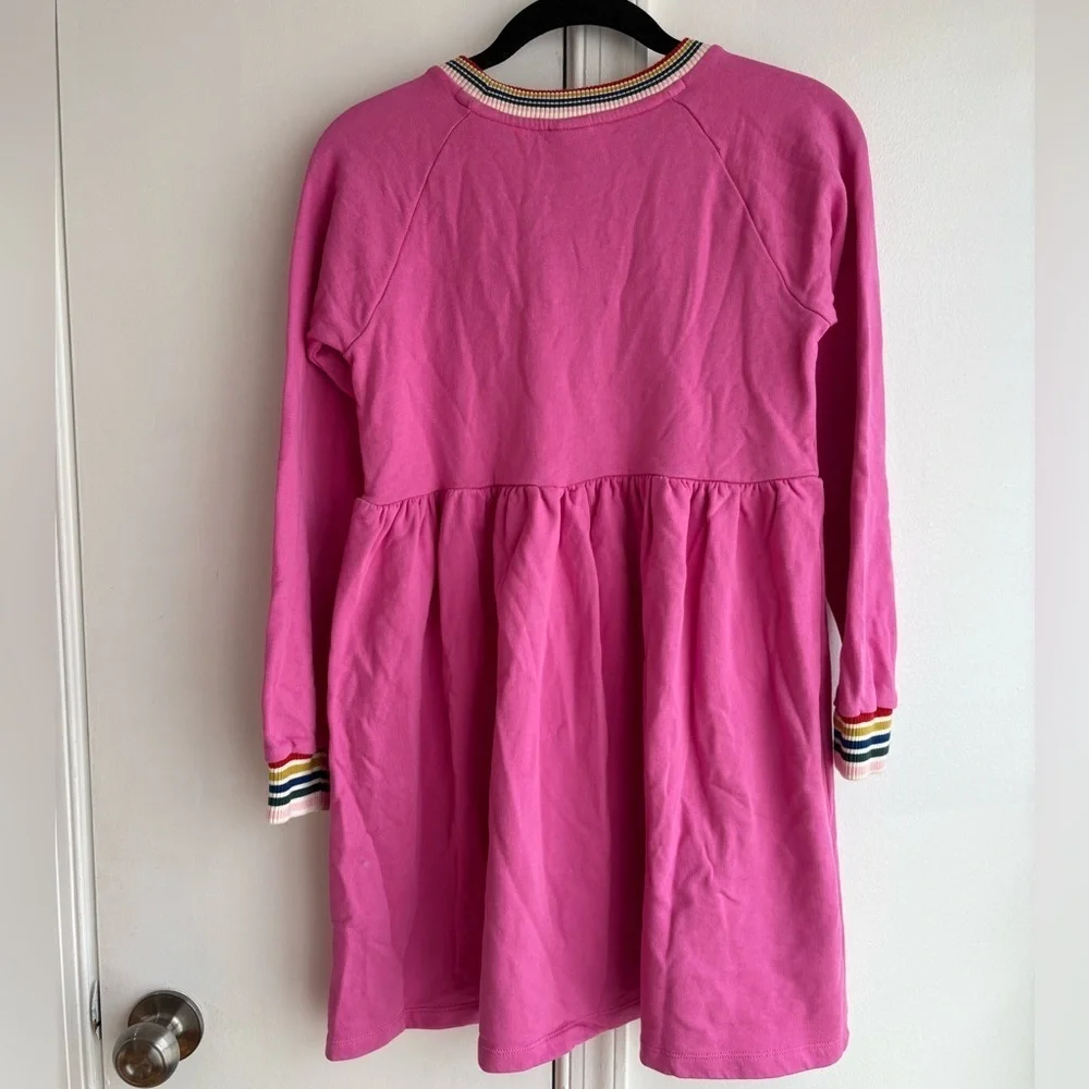 Hanna Andersson pink rainbow cuffed long sleeve dress size 12